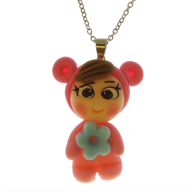 گردنبند دخترانه طرح دختر خرسی کد 078