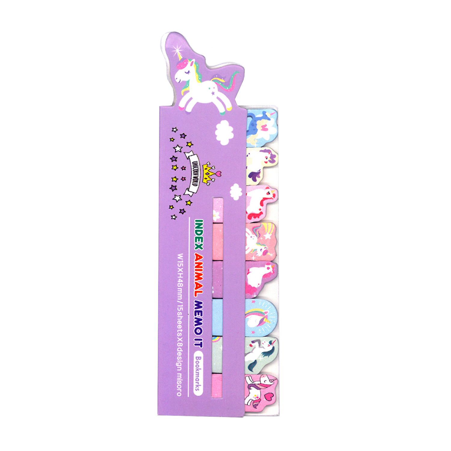 کاغذ علامت گذار چسب دار مدل Unicorn World بسته 8 عددی