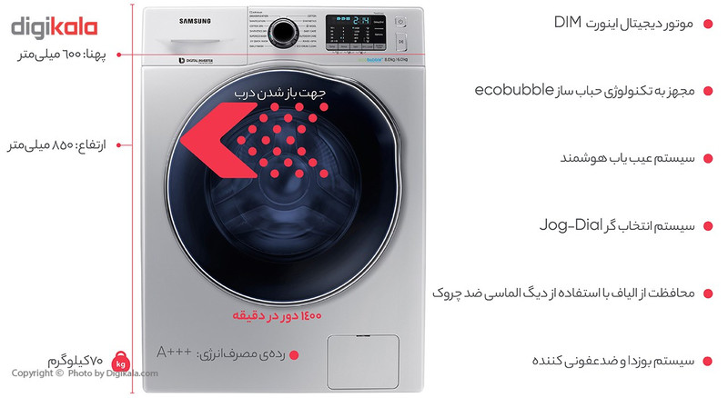 ماشین لباسشویی سامسونگ مدل Q1469 ظرفیت 8 کیلوگرم