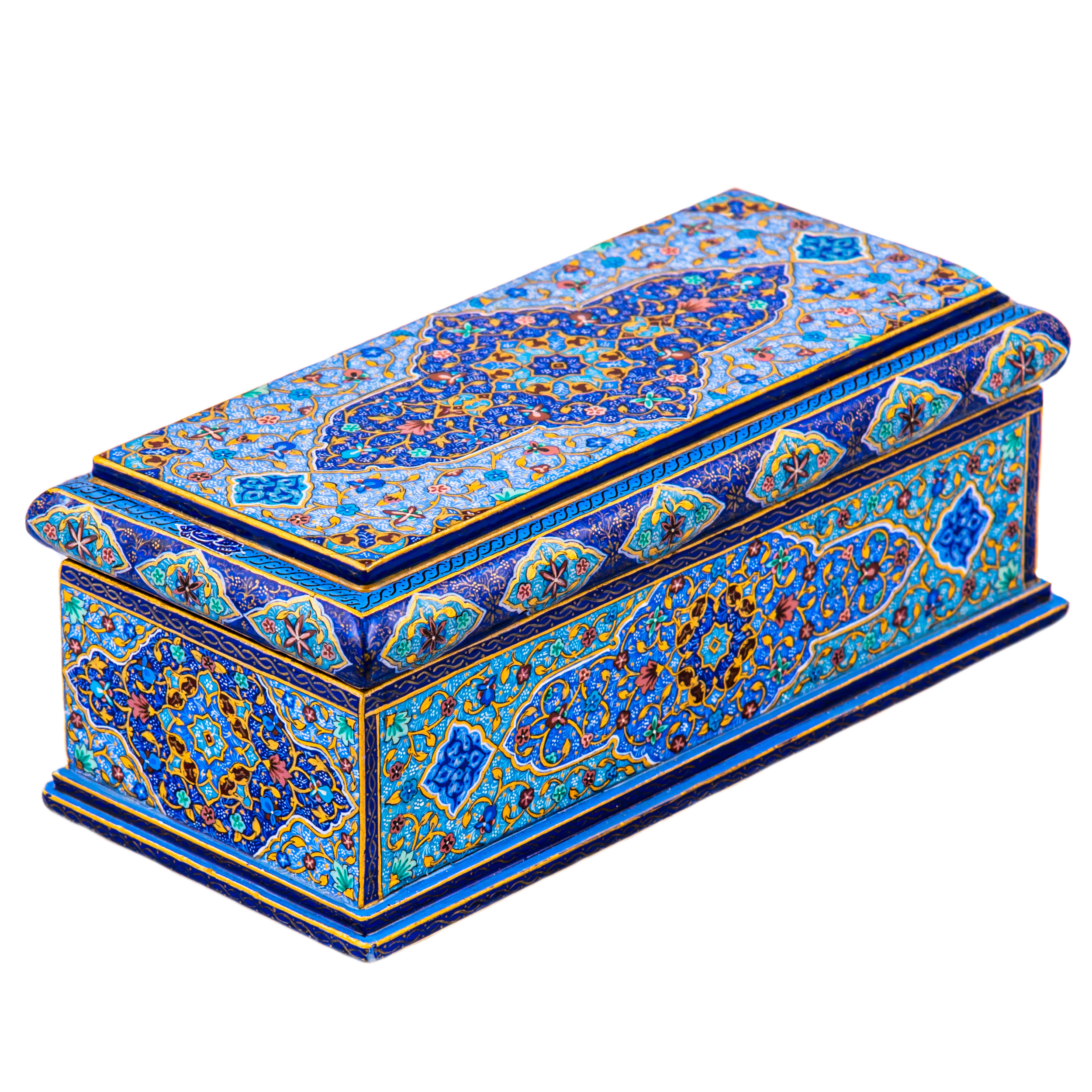 جعبه جواهرات استخوانی طرح تذهیب مدل شاه صفی