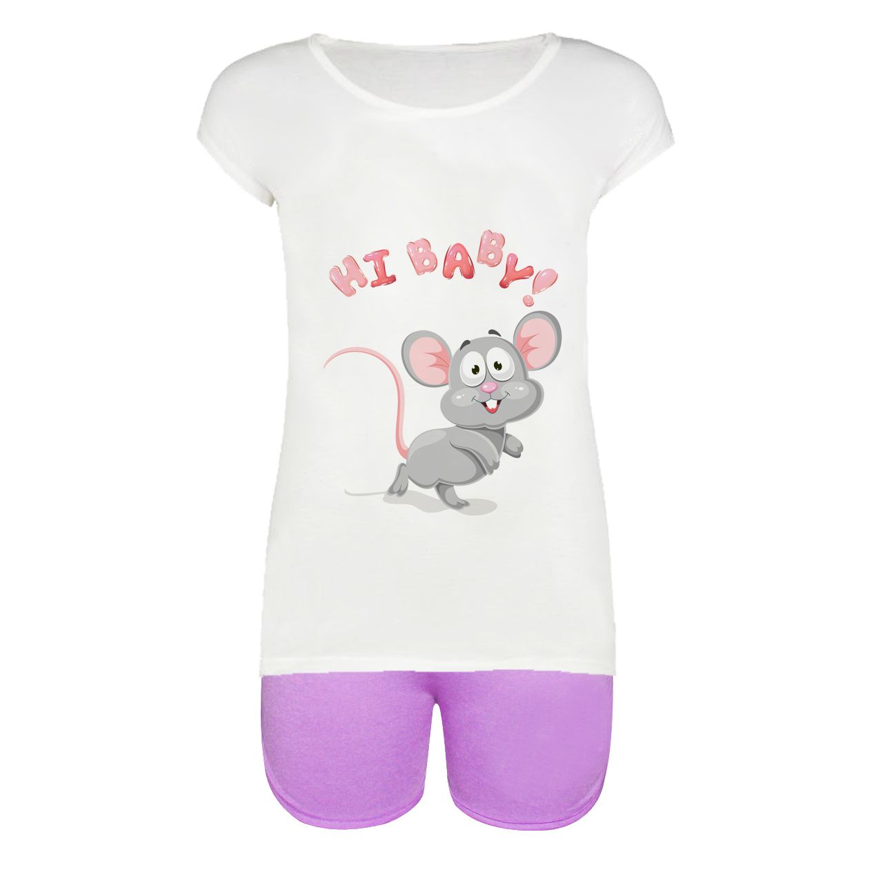 ست تیشرت و شلوارک زنانه طرح Hi baby کد 1000018 -  - 1