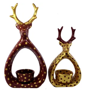 جا شمعی طرح گوزن خالدار  مدل V100 مجموعه 2 عددی