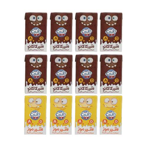 شیرکاکائو و شیر موز غنی شده دنت پاپ - 125 میلی لیتر مجوعه 12 عددی