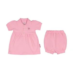 ست پیراهن و شلوارک نوزادی دخترانه آدمک مدل 2171109-84