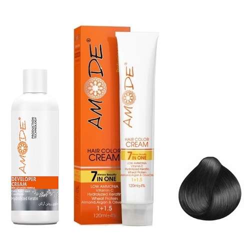 کیت رنگ مو آموده سری طبیعی شماره 1.0 حجم 120 میلی لیتر رنگ مشکی