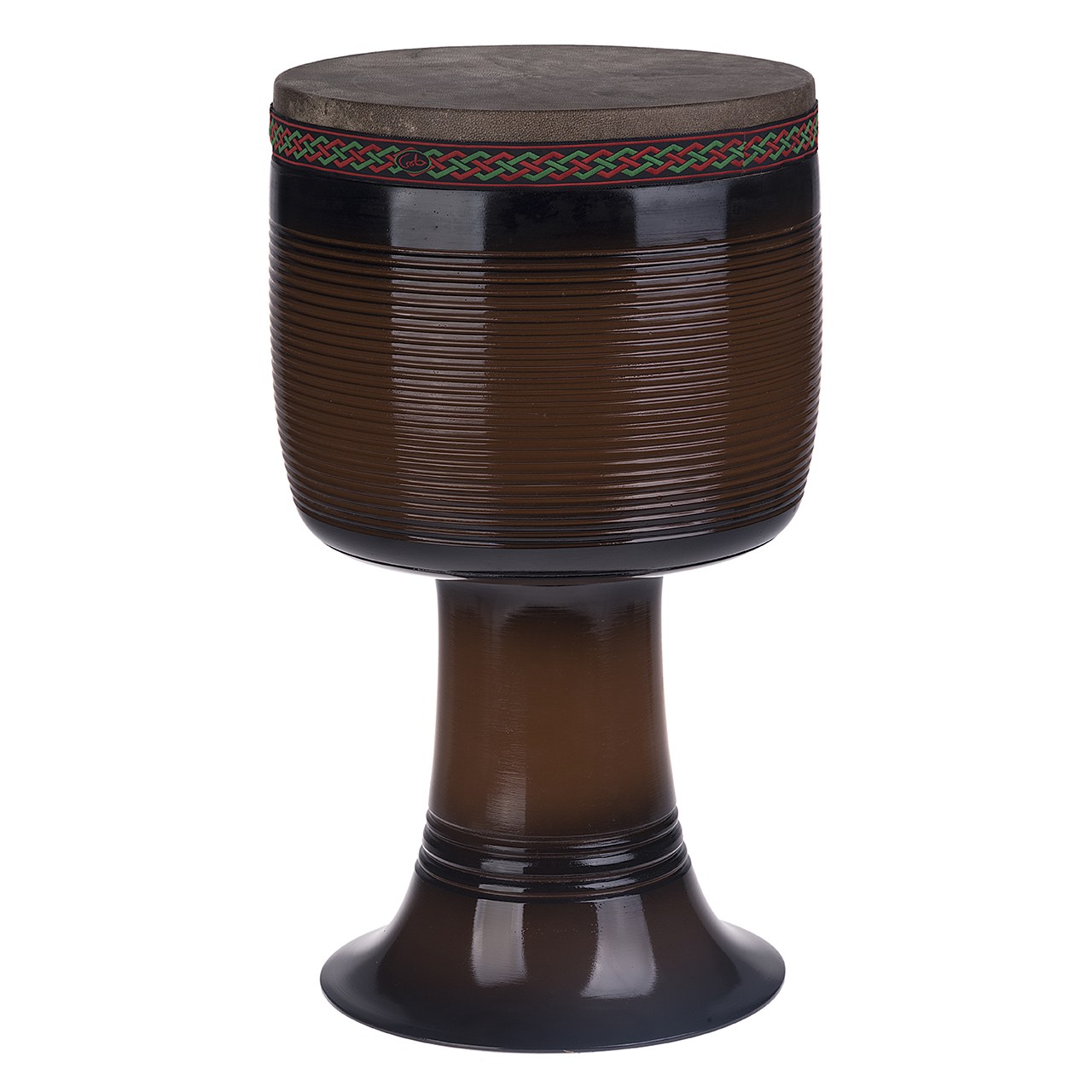 تنبک حلمی مدل فایبر قهوه ای سوخته با پوست شتر سایز 20