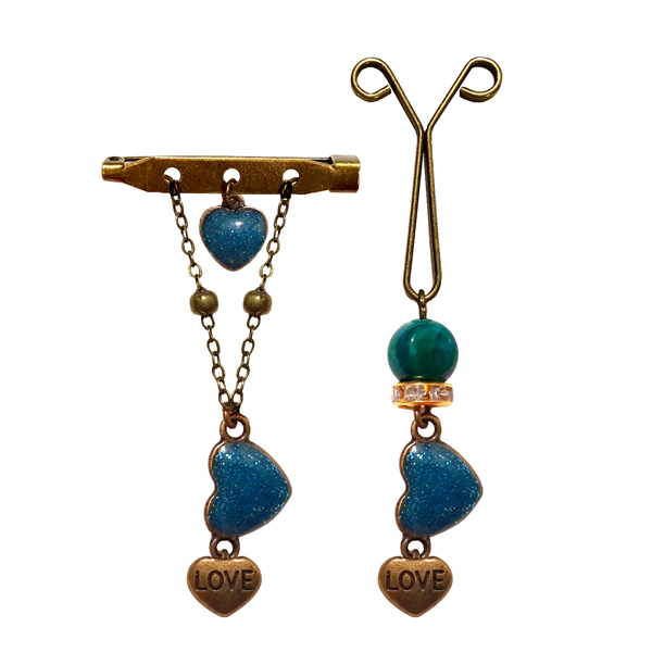 ست گل سینه و گیره روسری طرح قلب کد PM SE 51