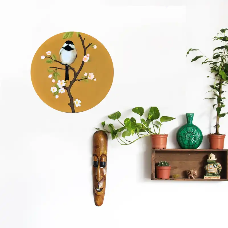 بشقاب دیوارکوب سفالی طرح پرنده کد 10