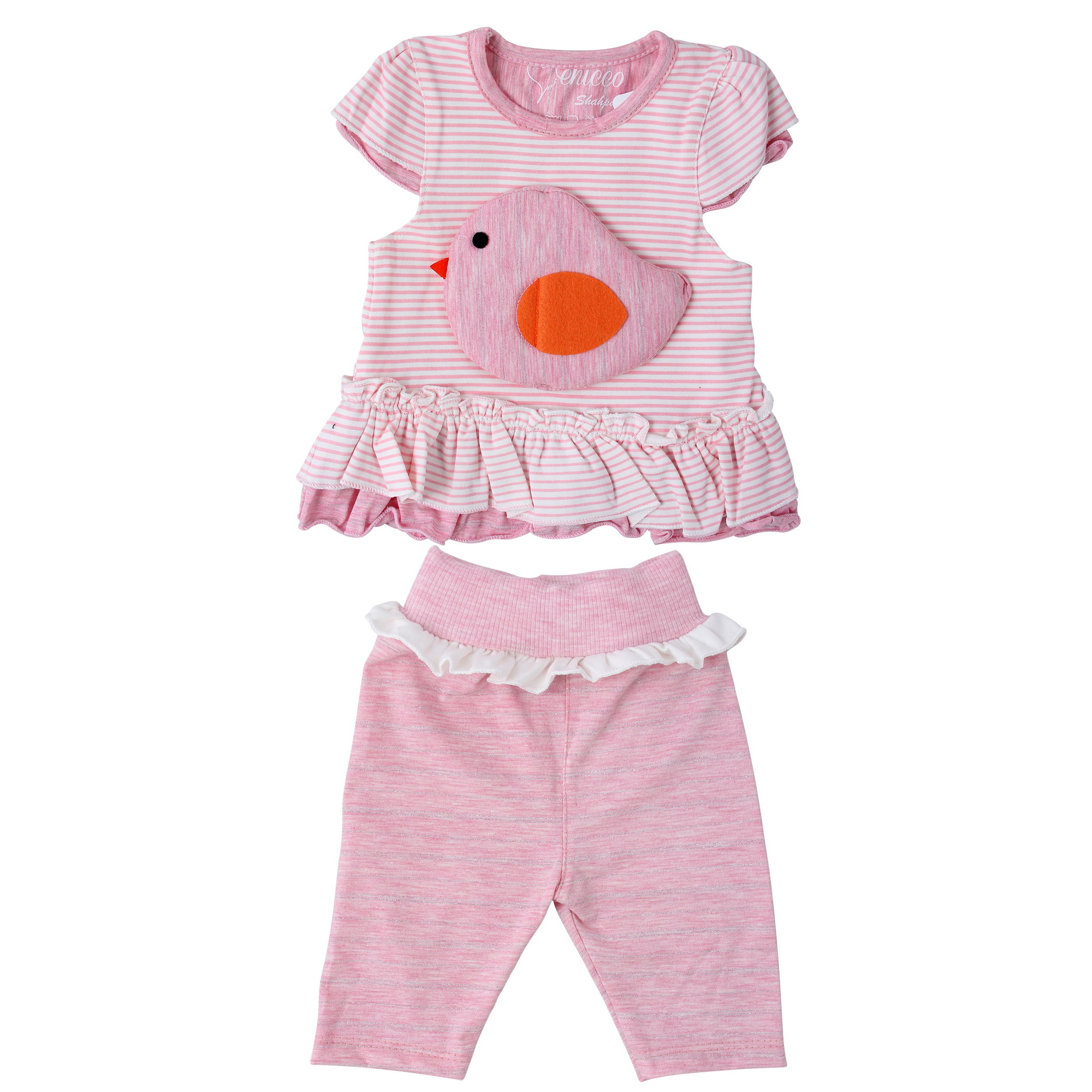 ست تی شرت و شلوارک نوزادی دخترانه کد 1601