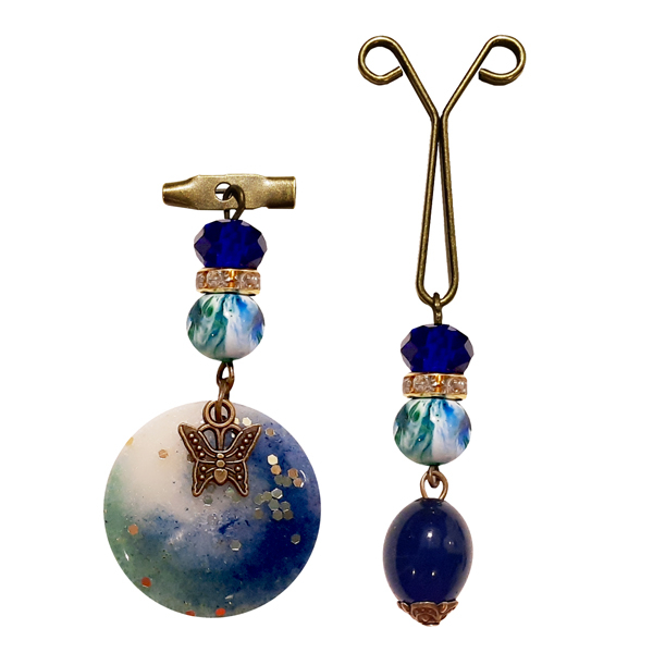 ست گل سینه و گیره روسری طرح پروانه کد PM SE 47