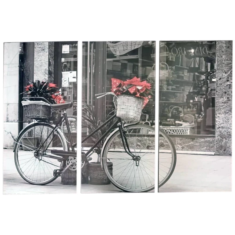 تابلو شاسی سه تکه طرح دوچرخه سبد دار قدیمی مدل89