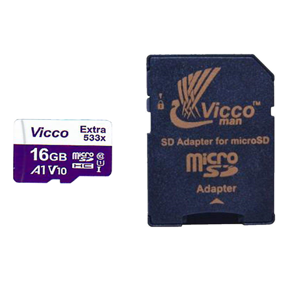 کارت حافظه microSDHC ویکومن مدل Extra 533X کلاس 10 استاندارد UHS-I U1 سرعت 80MBps ظرفیت 16گیگابایت به همراه آداپتور SD