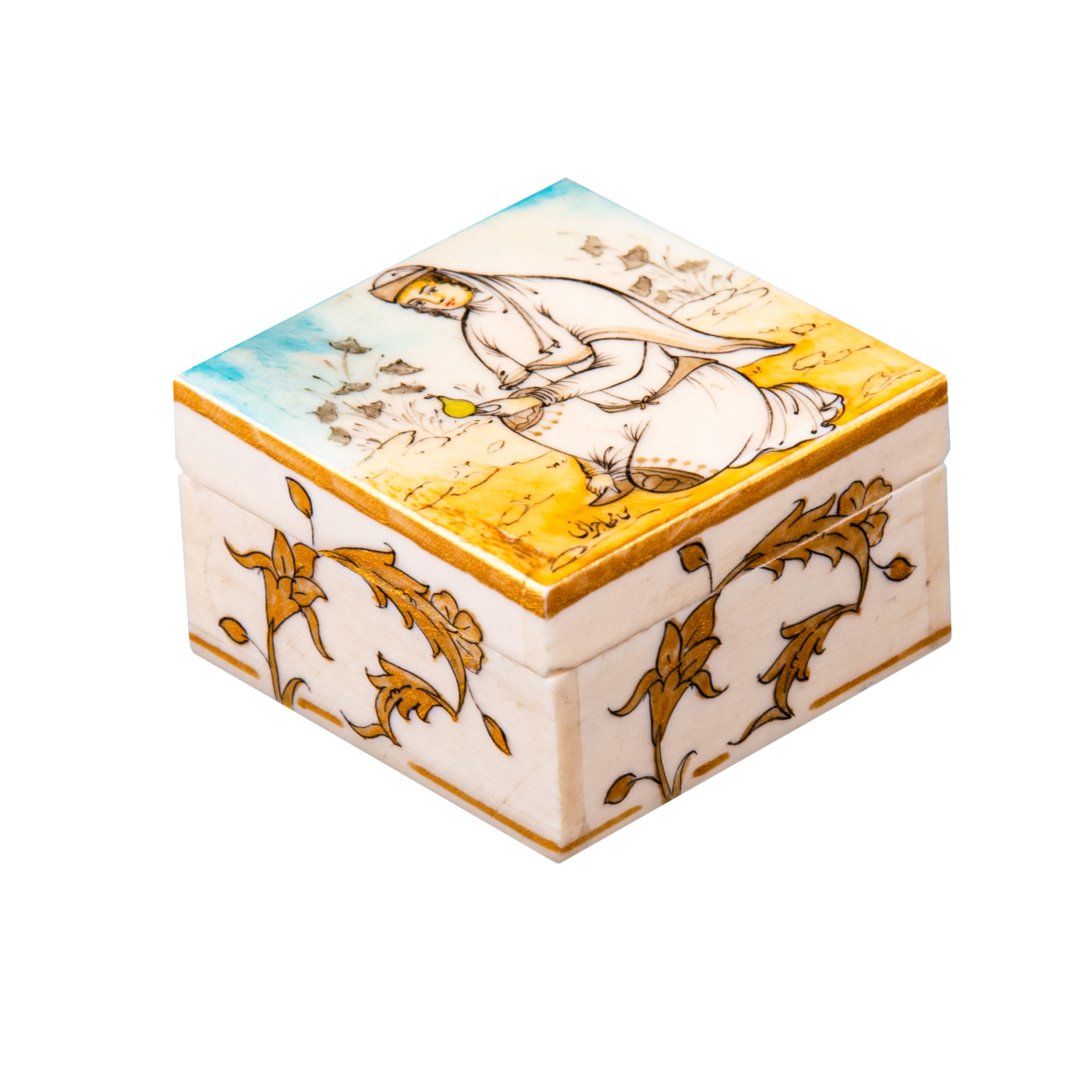 جعبه جواهرات استخوانی طرح بانوی صفوی مدل بوران