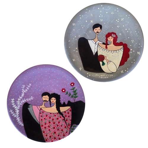  بشقاب دیوارکوب سفالی کد D85-A مجموعه 2 عددی