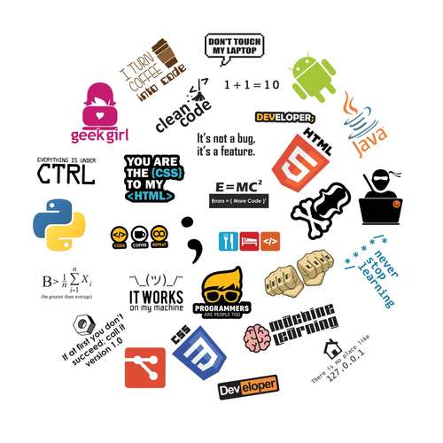  استیکر لپ تاپ طرح برنامه نویسی کد 1 مجموعه ۳۰ عددی