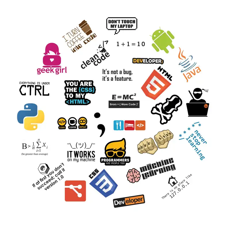 استیکر لپ تاپ طرح برنامه نویسی کد 1 مجموعه ۳۰ عددی