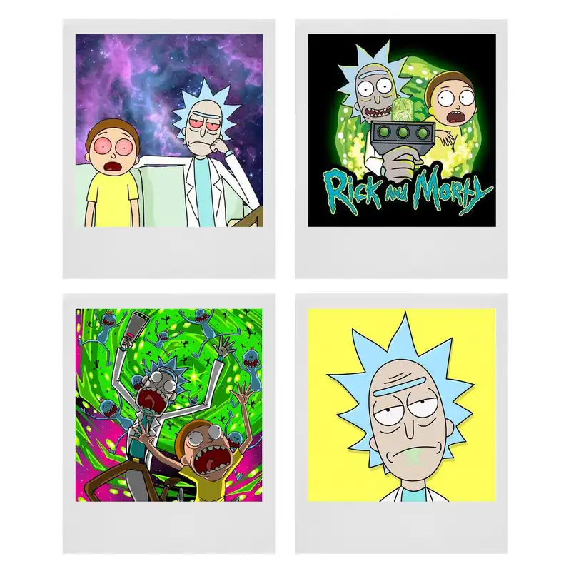 آویز تزیینی طرح Rick&Morty مدل P30 مجموعه 4 عددی