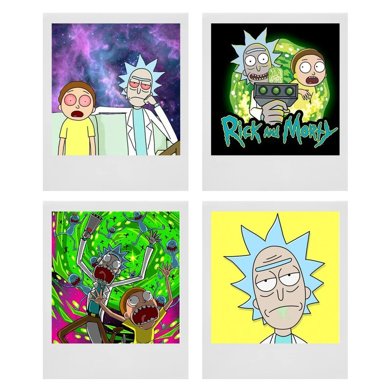 آویز تزیینی طرح Rick و amp;Morty مدل P30 مجموعه 4 عددی