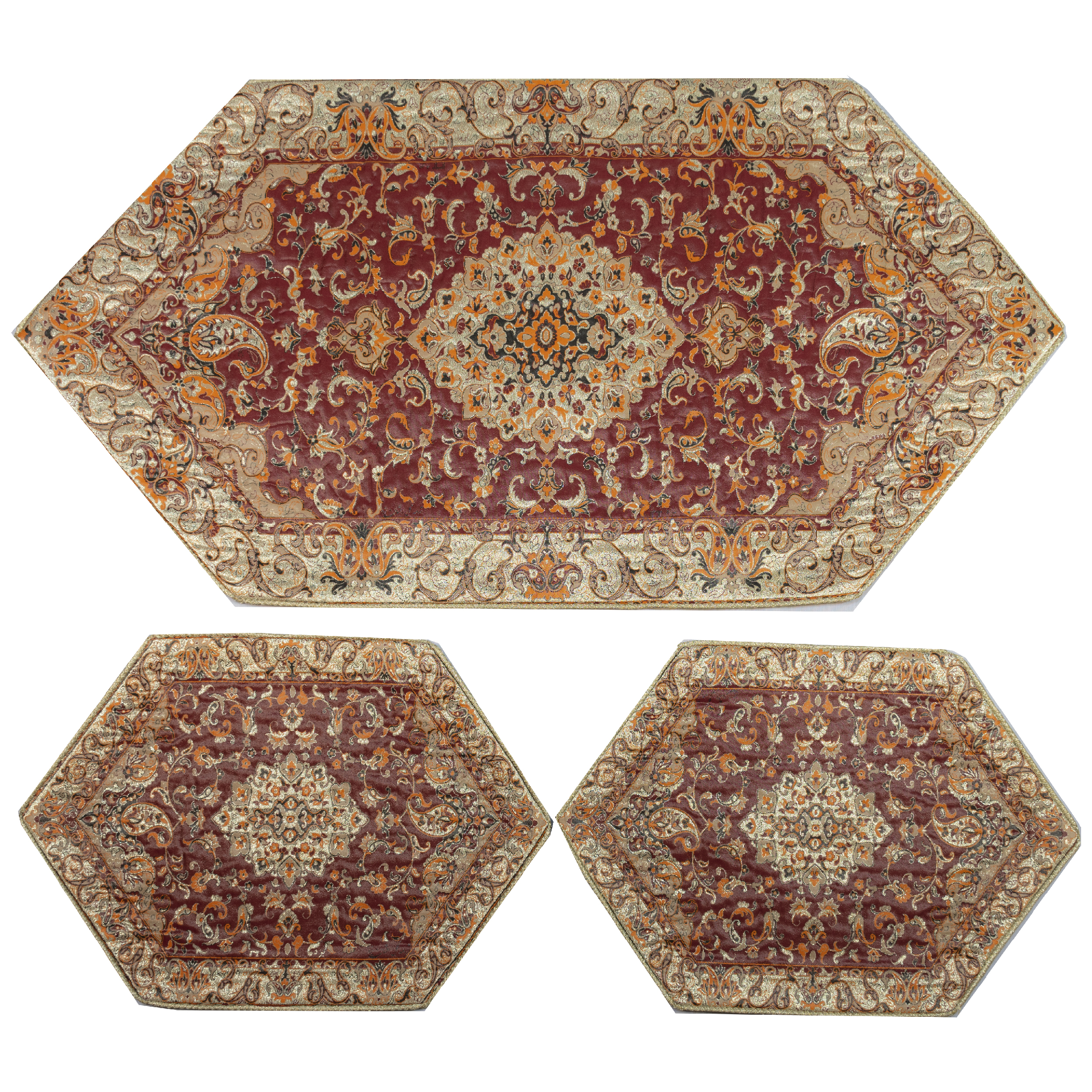 ست 3 تکه رومیزی ترمه مدل لاله کد T01G