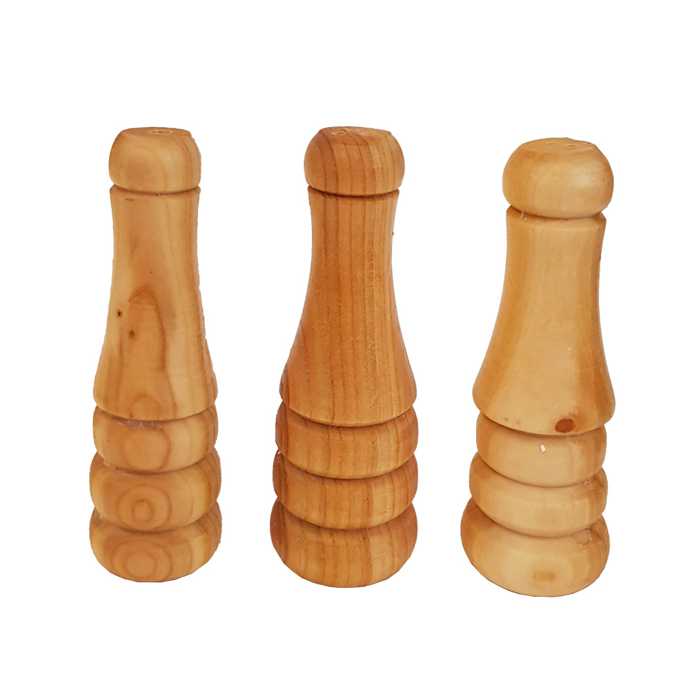 ست 3 تکه نمک پاش و فلفل پاش چوبی مدل B-107