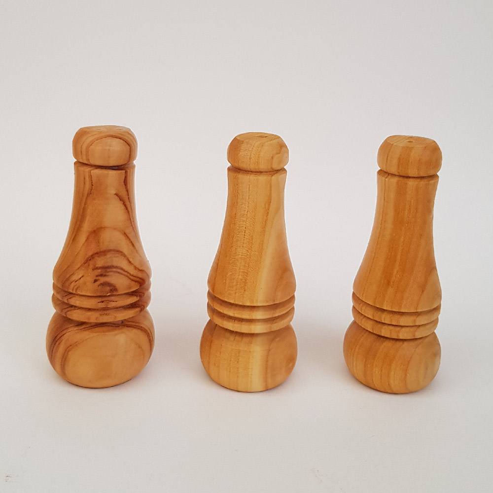 ست 3 تکه نمک پاش و فلفل پاش چوبی مدل B-108