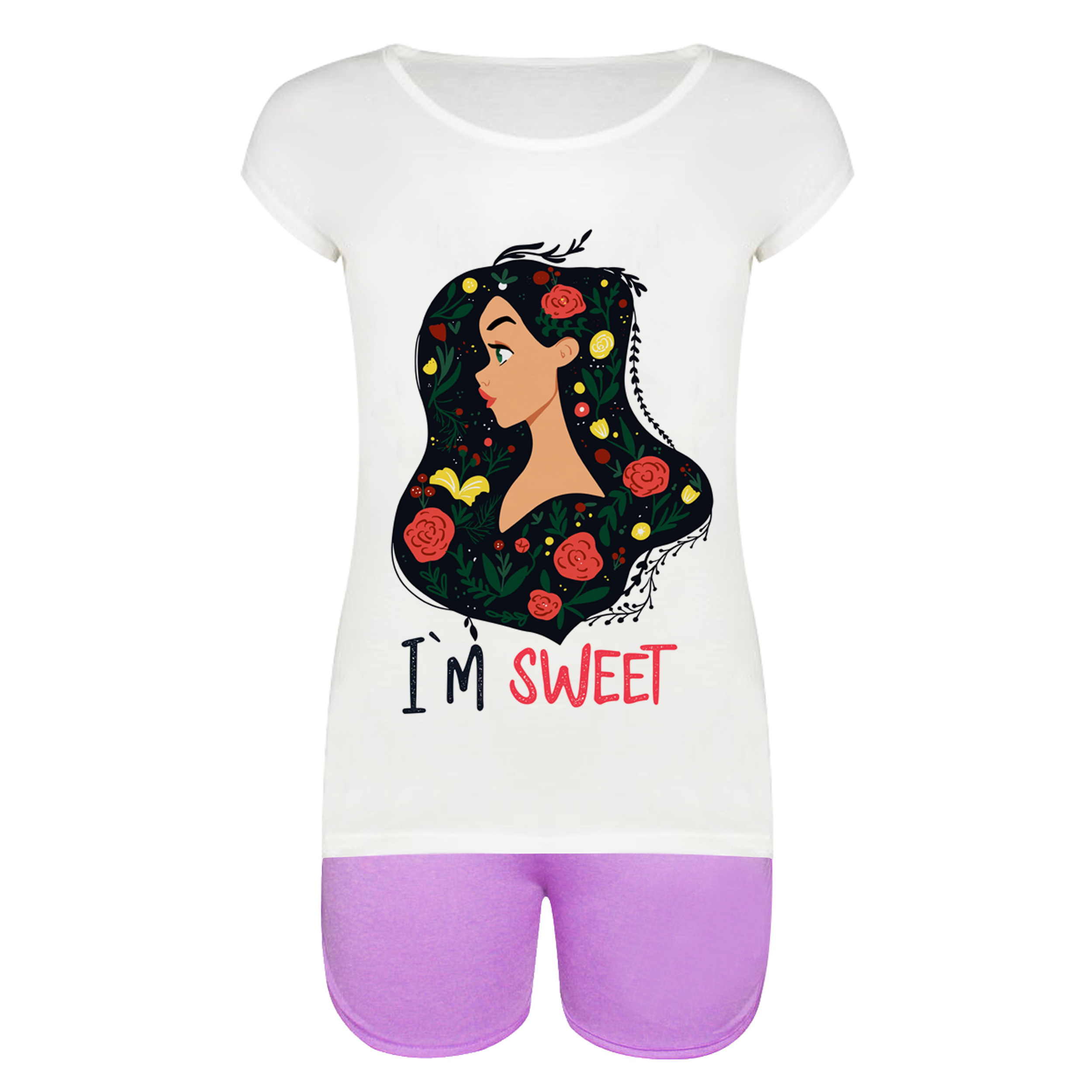 ست تیشرت و شلوارک زنانه مدل I am sweet Girl کد 1000010 👗