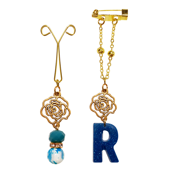 ست سنجاق سینه و گیره روسری طرح R کد PM0R