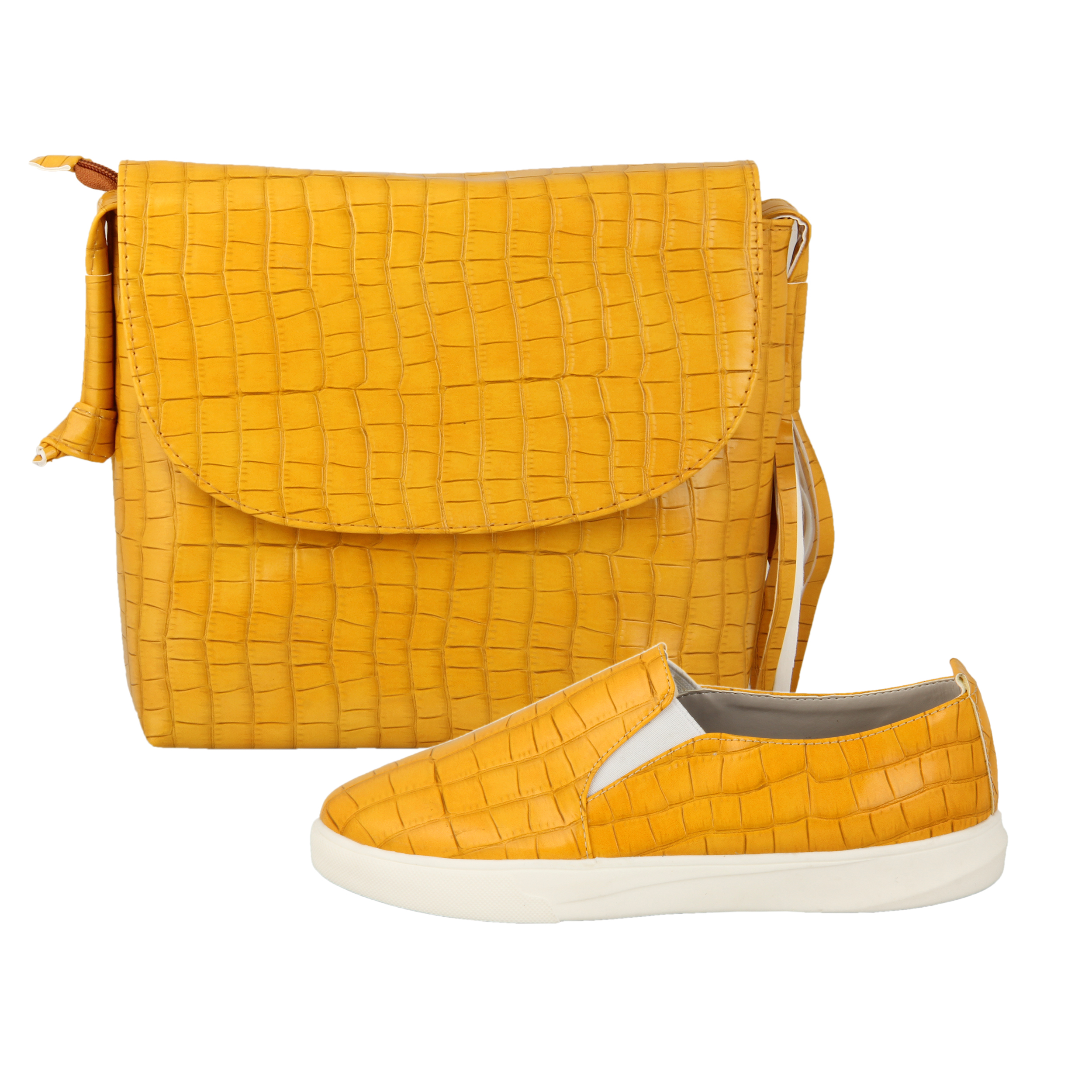 ست کیف و کفش زنانه کد st500 رنگ زرد