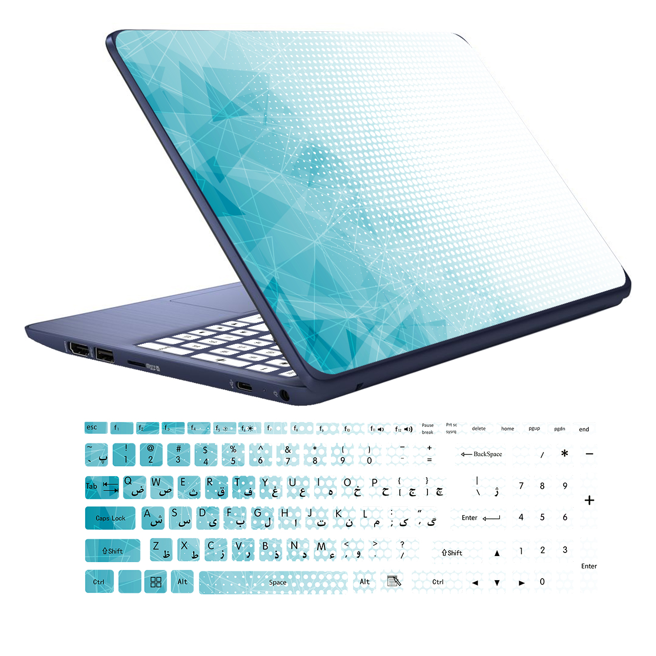 استیکر لپ تاپ کد ge-om01 به همراه برچسب حروف فارسی کیبورد