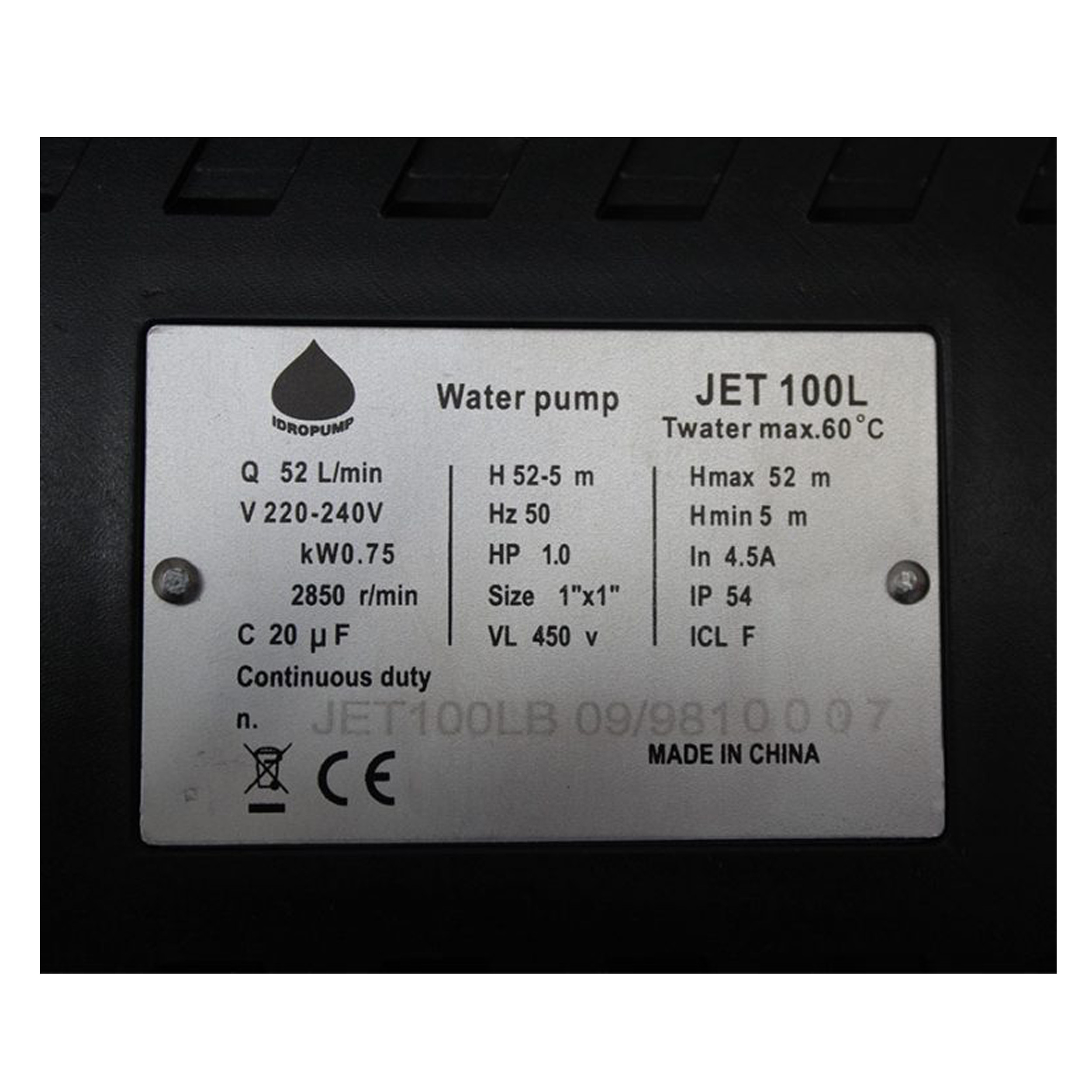 پمپ آب ایدروپمپ مدل JET 100L
