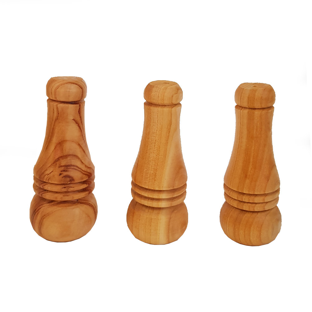 ست 3 تکه نمک پاش و فلفل پاش چوبی مدل B-108