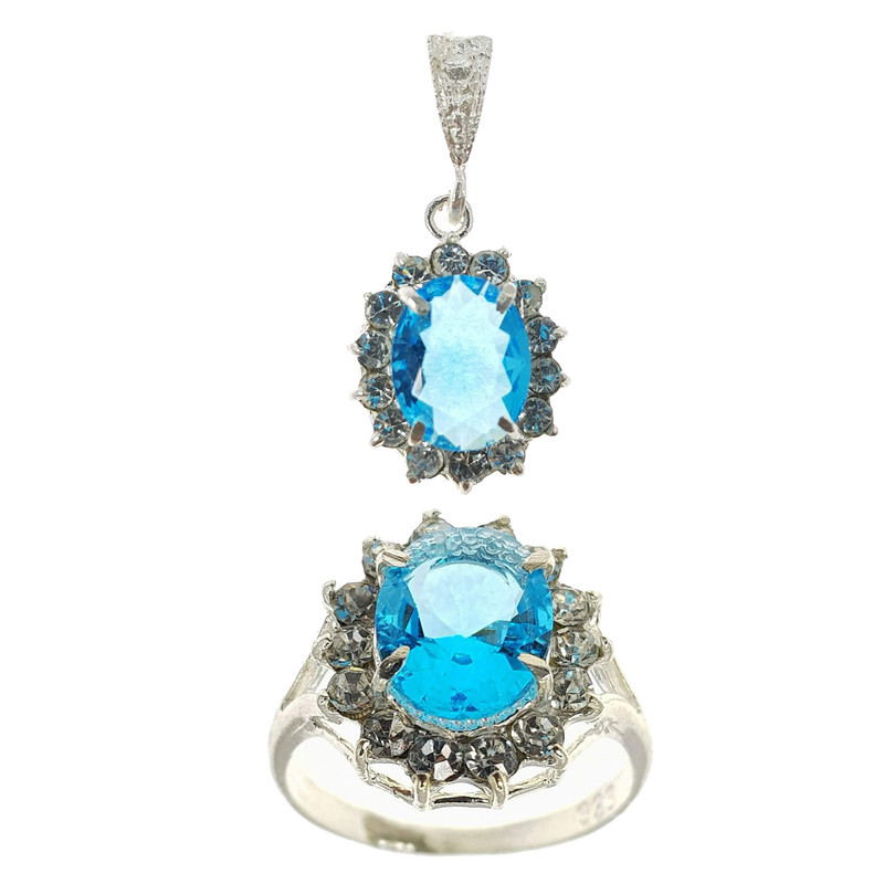 نیم ست نقره زنانه سلین کالا مدل Ce-topaz3