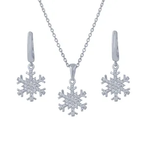 نیم ست نقره زنانه درسان گالری طرح برف کد DS315