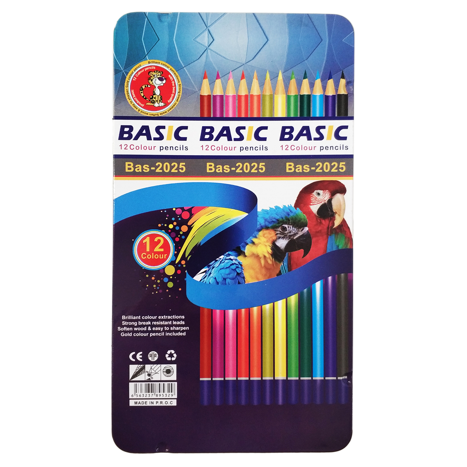 مداد رنگی 12 رنگ بیسیک مدل BAas-2025 Parrot
