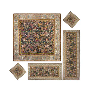 ست رومیزی ۵ تکه ترمه مدل شکارگاه کد steave007