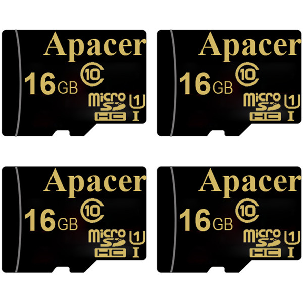 کارت حافظه microSDHC اپیسر مدل AP16GA کلاس 10 استاندارد UHS-I U1 سرعت 45MBps ظرفیت 16 گیگابایت بسته 4 عددی