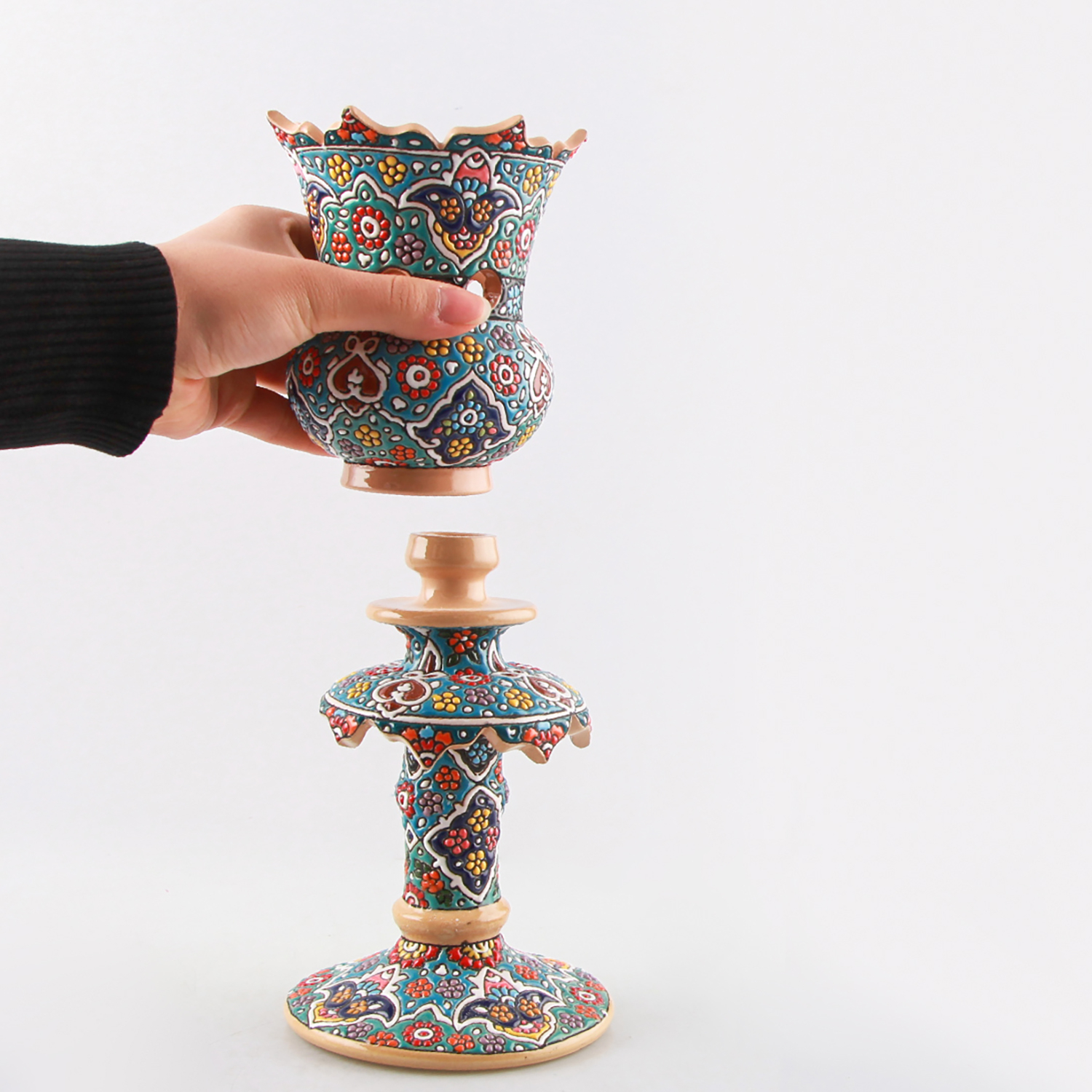 شمعدان میناکاری سفالی هیراد کد 79113