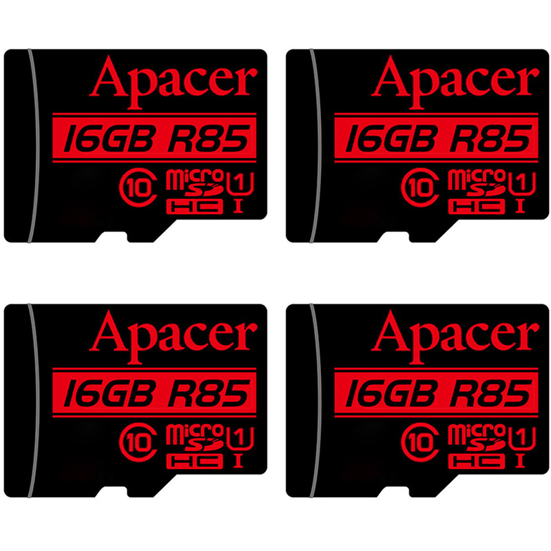 کارت حافظه microSDHC اپیسر مدل AP16G کلاس 10 استاندارد UHS-I U1 سرعت 85MBps ظرفیت 16 گیگابایت بسته 4 عددی