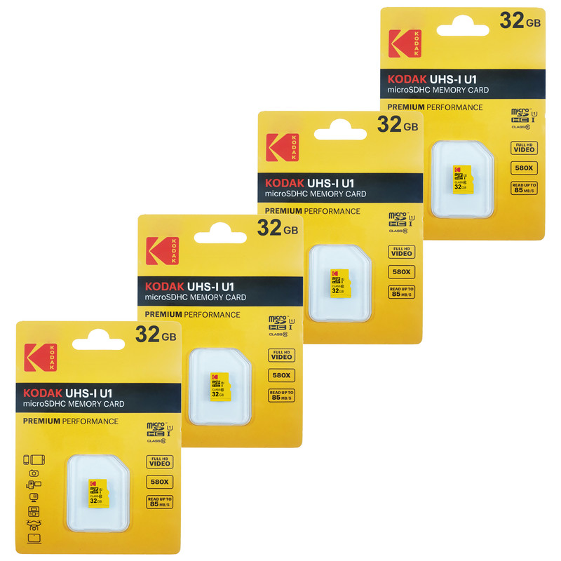 کارت حافظه microSDHC کداک مدل Premium Performance کلاس 10 استاندارد UHS-I U1 سرعت 85MBps ظرفیت 32 گیگابایت بسته 4 عددی