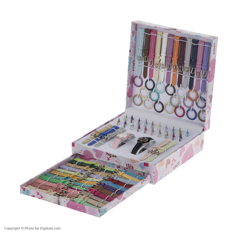 ساعت مچی عقربه ای دخترانه زندیور کد 218 مجموعه 2 عددی