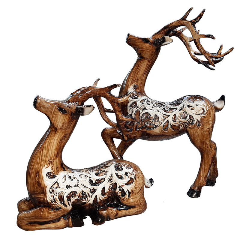 مجسمه طرح گوزن شمالی مدل 110QU مجموعه 2 عددی