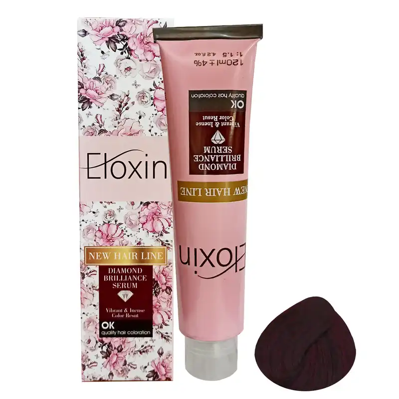 رنگ مو الوکسین سری شرابی شماره 5.20 حجم 120 میلی لیتر رنگ شرابی بادمجانی متوسط