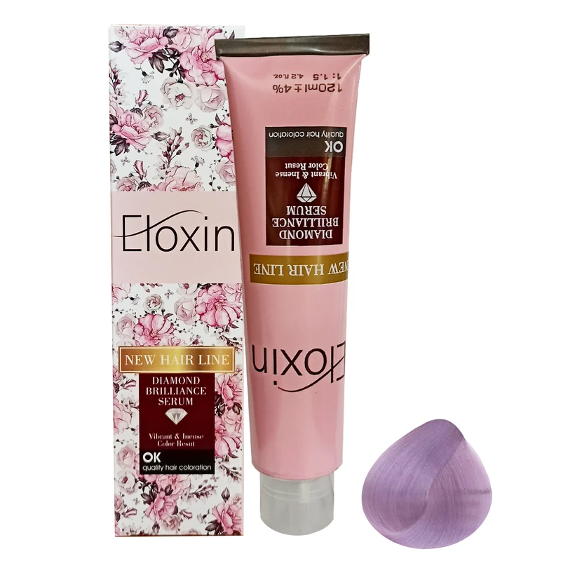  رنگ مو الوکسین سری بنفش شماره AV9 حجم 120 میلی لیتر رنگ بنفش آمیتیس روشن