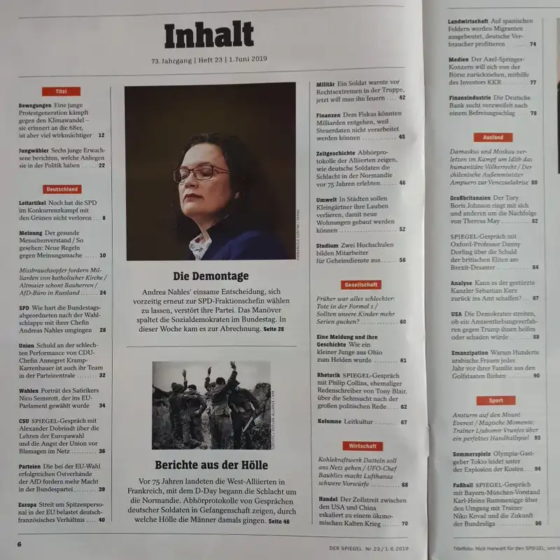 مجله اشپيگل ژوِئن 2019