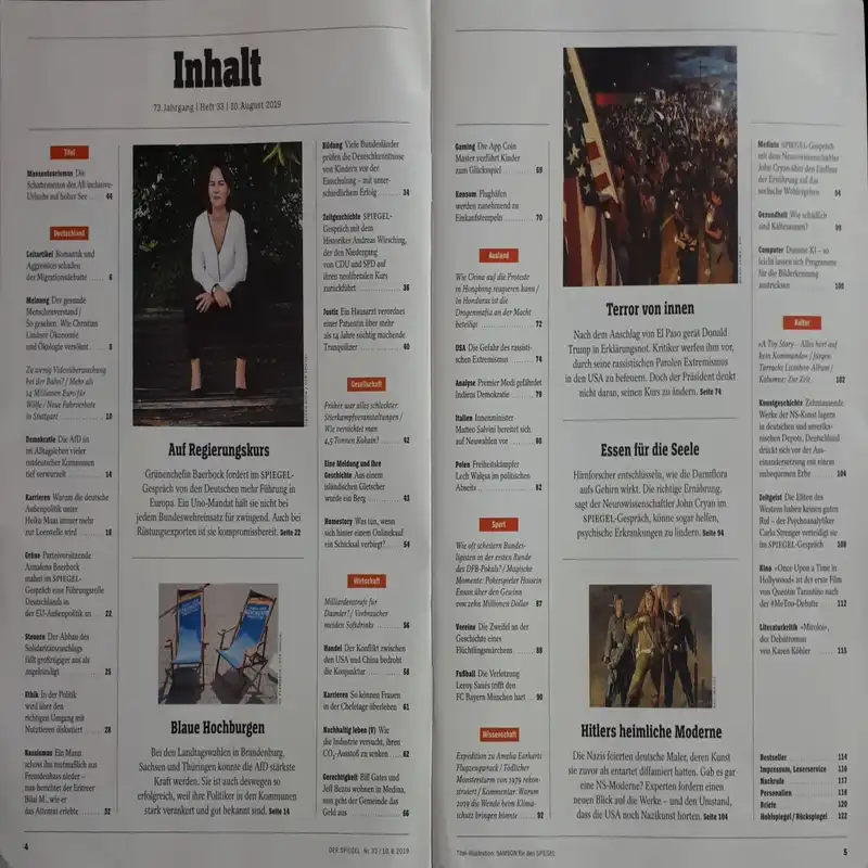 مجله اشپيگل آگوست 2019
