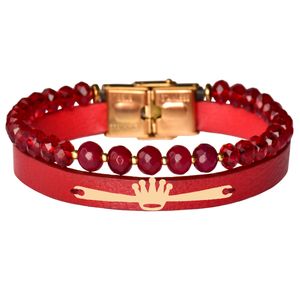  دستبند طلا 18 عیار مردانه کرابو طرح تاج مدل Kr102275