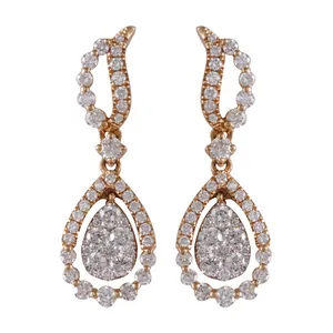 گوشواره طلا 18 عیار زنانه جواهری گاندی مدل 28606