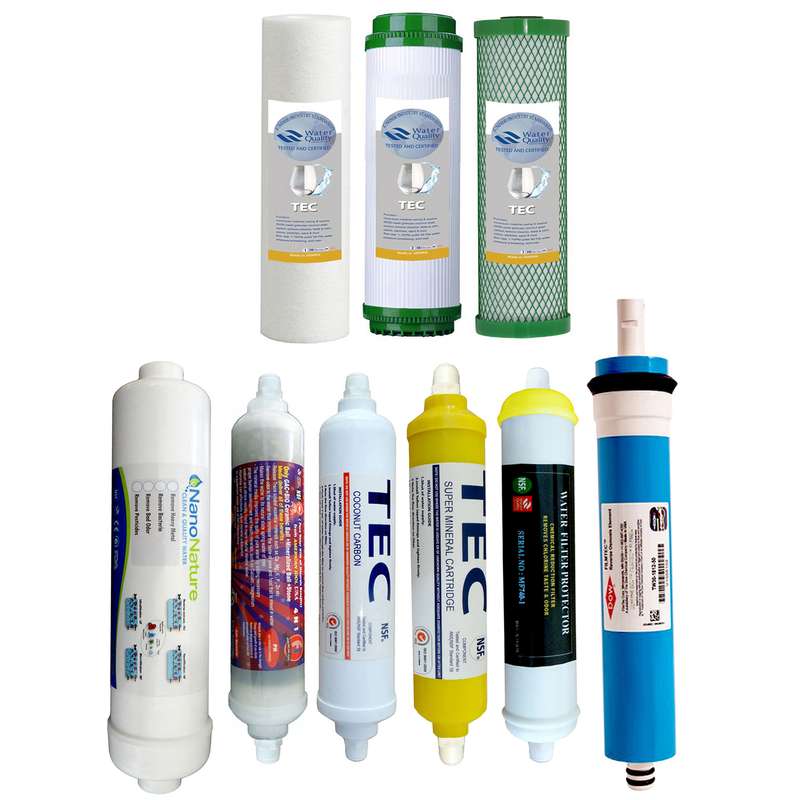 فیلتر دستگاه تصفیه کننده آب مدل FILTER RO- AT9M مجموعه 9 عددی فیلتر دستگاه تصفیه کننده آب مدل FILTER RO- AT9M مجموعه 9 عددی