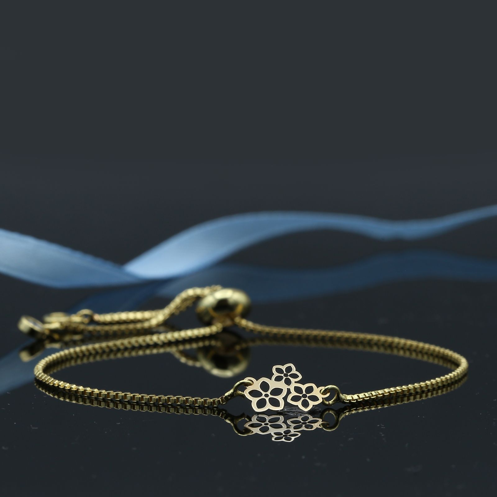 دستبند طلا 18 عیار زنانه آمانژ طرح گل کد 1017D8966 -  - 2