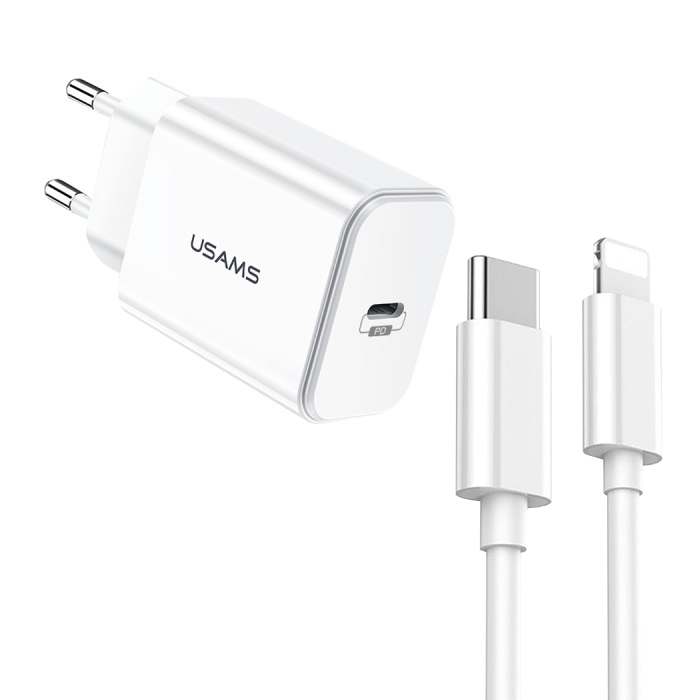 شارژر دیواری یوسمز مدل CCT01 به همراه کابل تبدیل USB-C به لایتنینگ